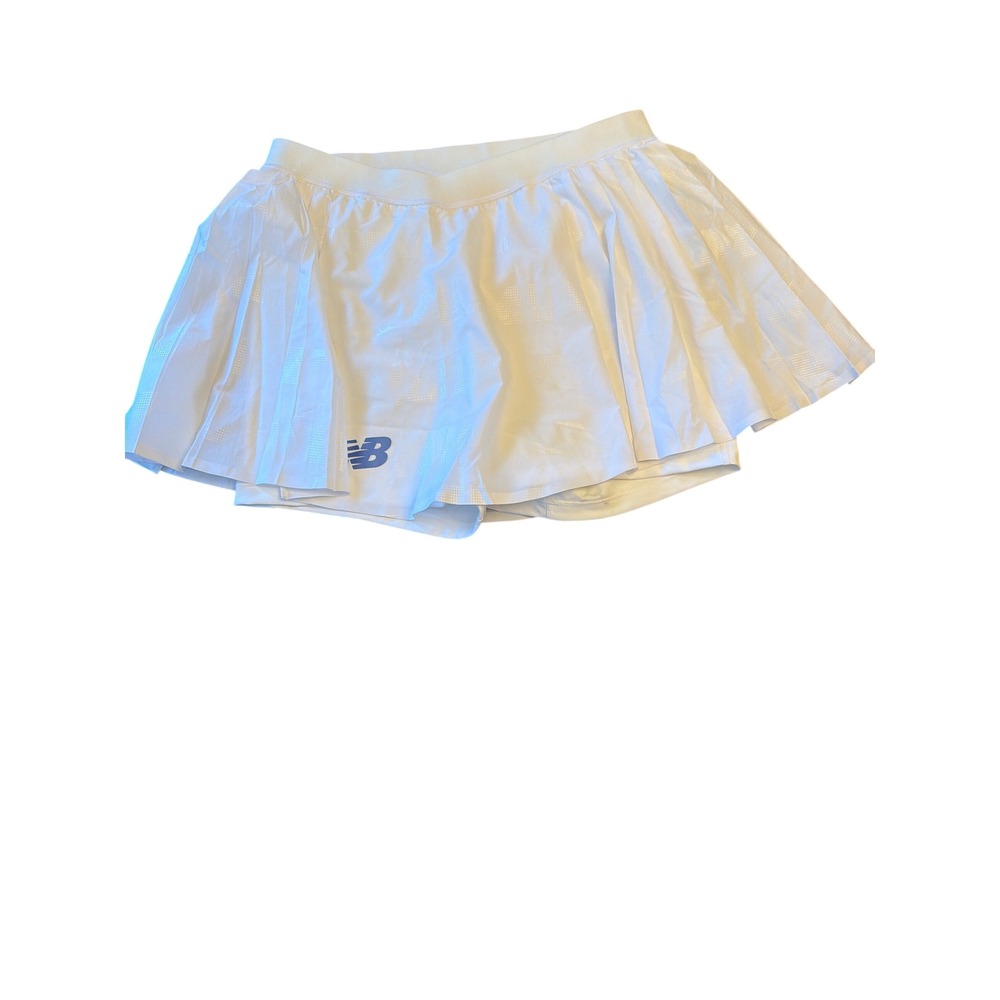 New Balance Tennis Skort White Pleated Crossover Waist Performance Mini Skirt